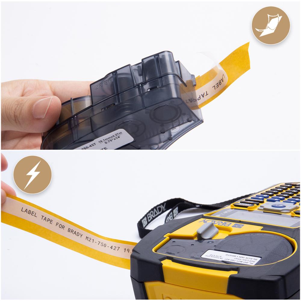 Fita Rotulador Brady M210/BMP21P Vinil Autolaminado Compativel 9,5mm Legenda X 19mm Total X 4,27m PR/BR C/ Chip - Imagem 4
