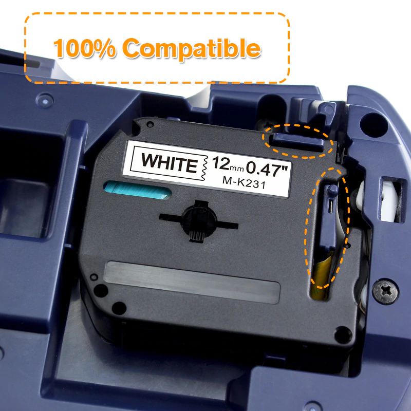 *2un Fita Rotulador M-TAPE Compatível 12mmx8m PR/BR - Imagem 2