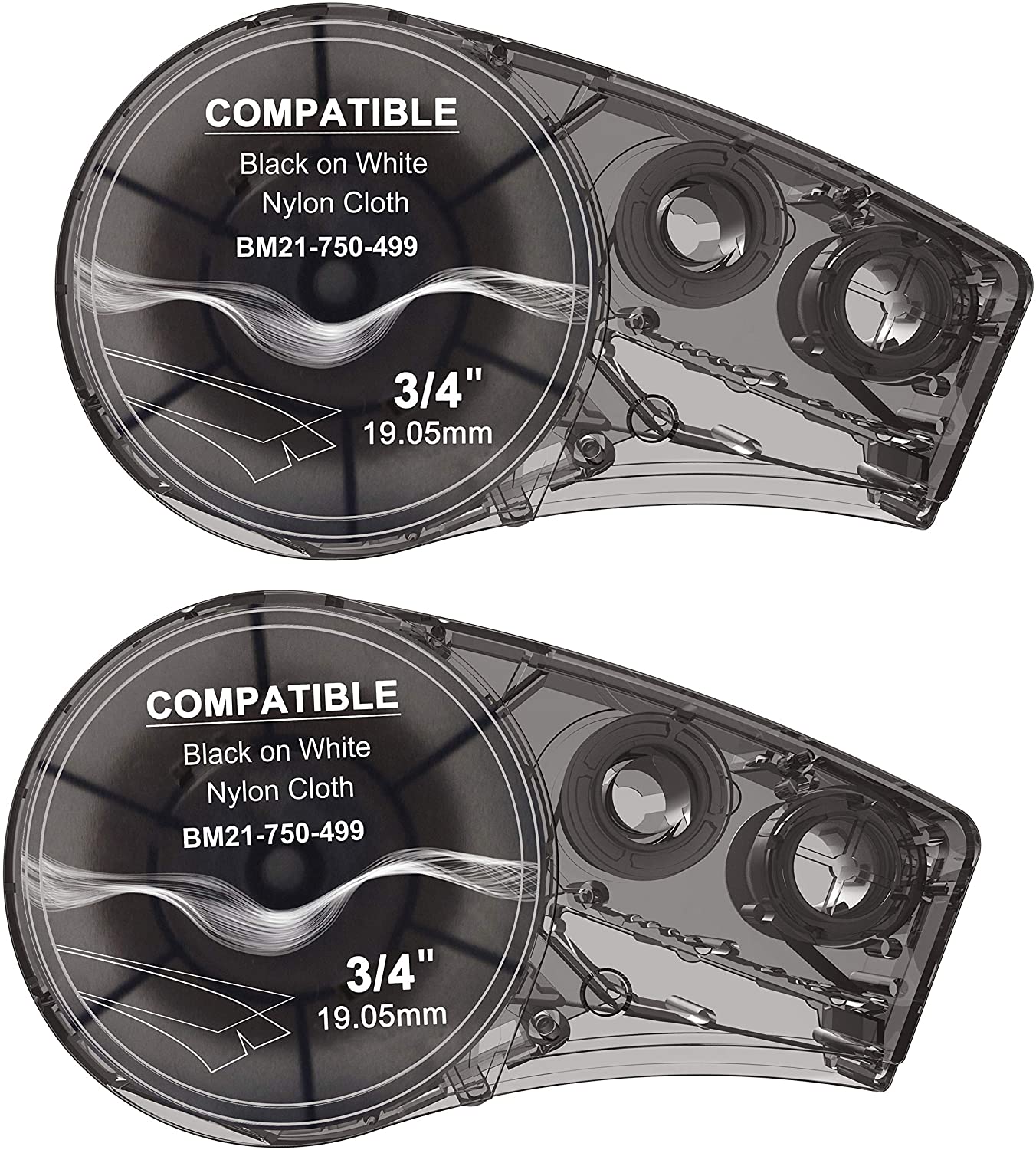 2un Fita Rotulador BMP21 Nylon Compatível 19mmx4,9m PR/BR Sem Chip