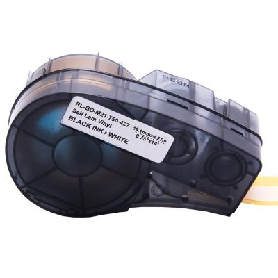 Fita Rotulador Brady M210/BMP21P Vinil Autolaminado Compativel 9,5mm Legenda X 19mm Total X 4,27m PR/BR C/ Chip