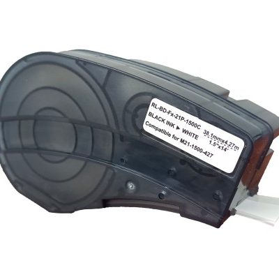 Fita Rotulador Brady M210/BMP21P Vinil Autolaminado Compativel 12mm Legenda X 38mm Total X 4,27m PR/BR C/ Chip