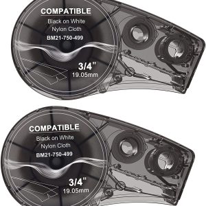2un Fita Rotulador BMP21 Nylon Compatível 19mmx4,9m PR/BR Sem Chip
