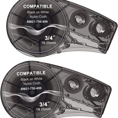 2un Fita Rotulador BMP21 Nylon Compatível 19mmx4,9m PR/BR Sem Chip